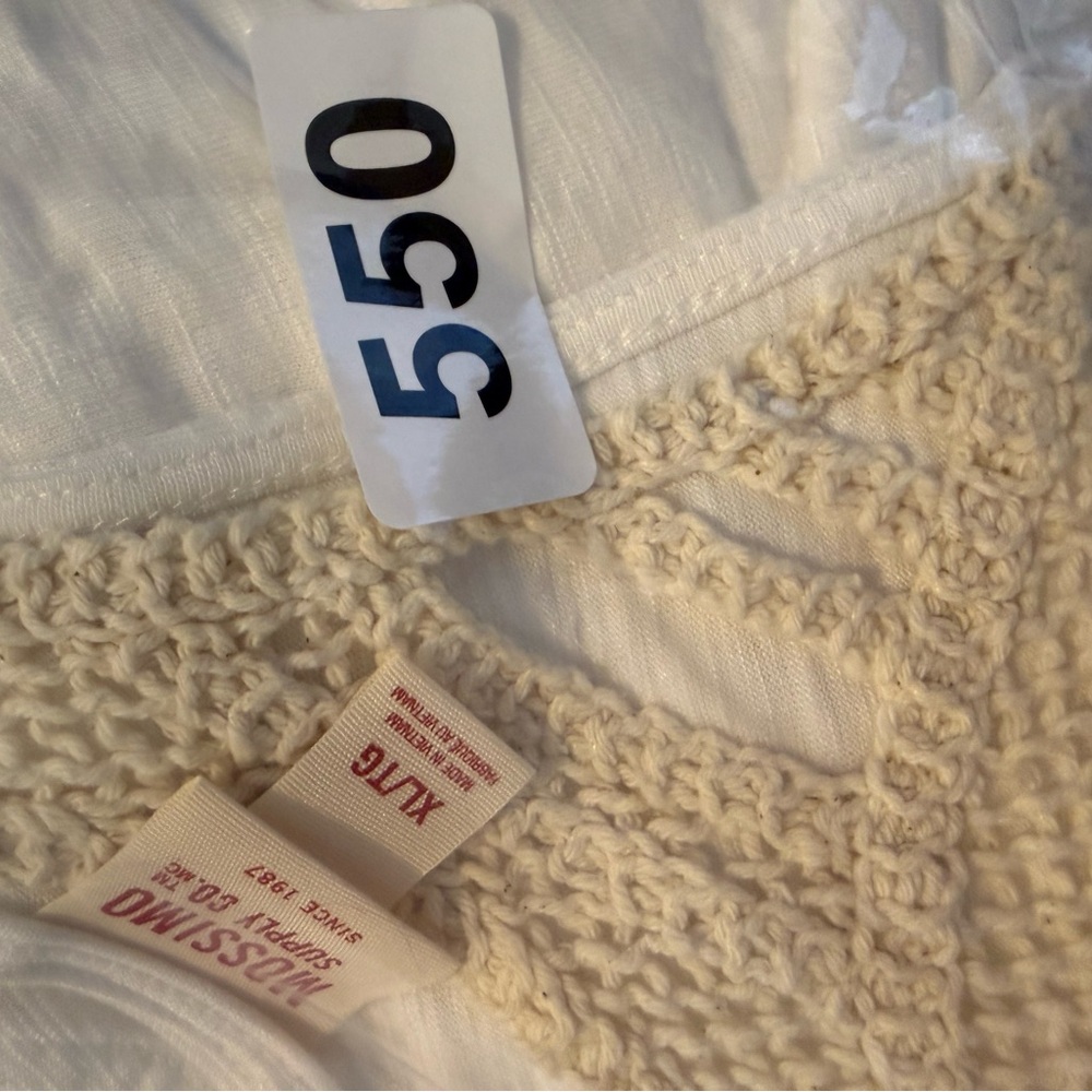 Mossimo Crochet Trim Tank Top Cream Sleeveless Boho‎ Festival XL - Picture 8 of 8